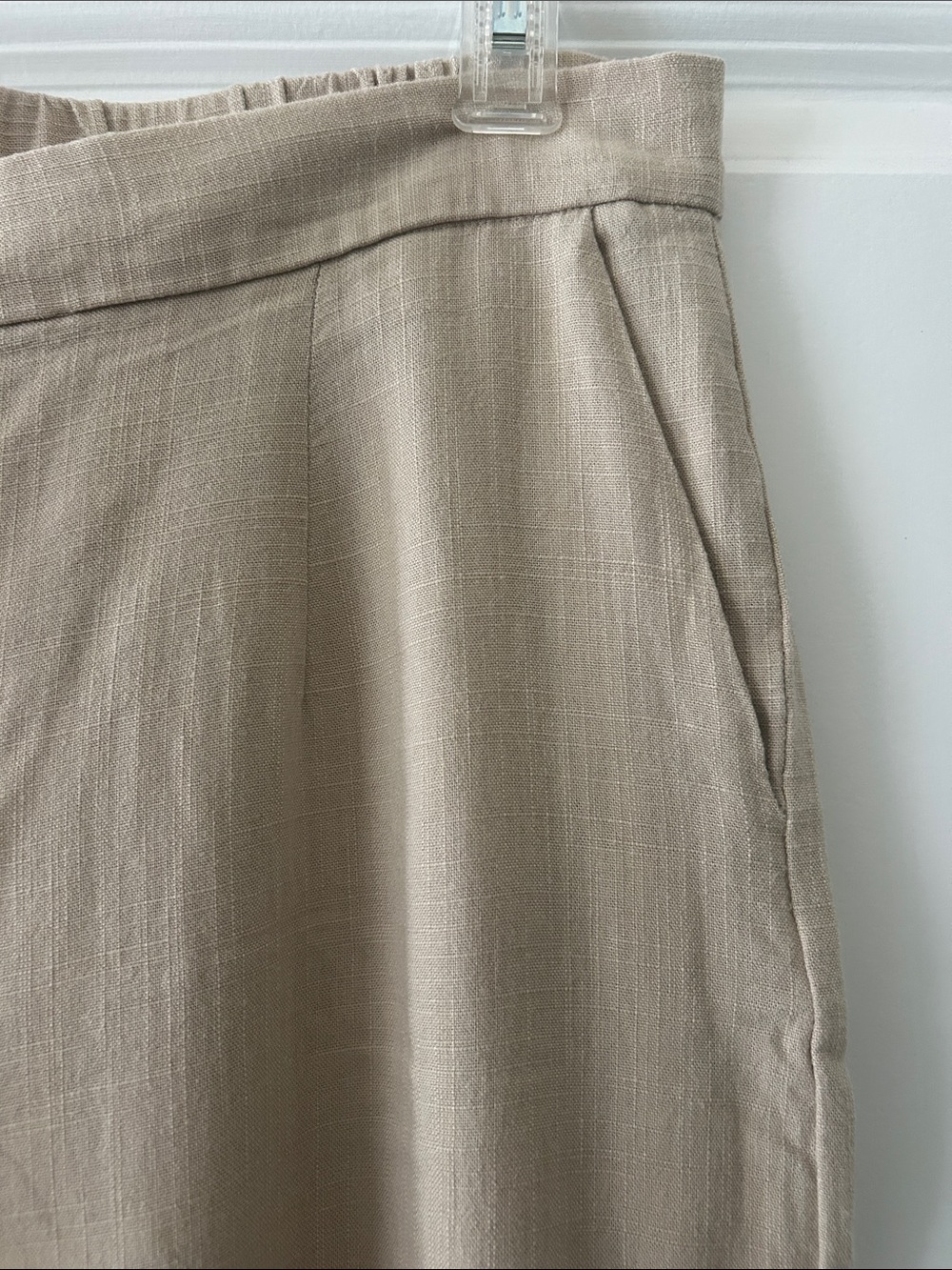 Shinestar Beige Linen Blend Cropped Pants